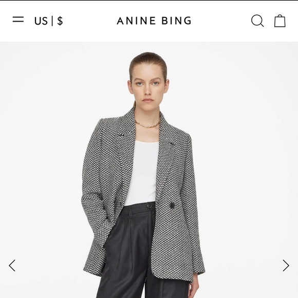 Anine Bing fishbone blazer black and white new with tags nwt oversized - Picture 3 of 7